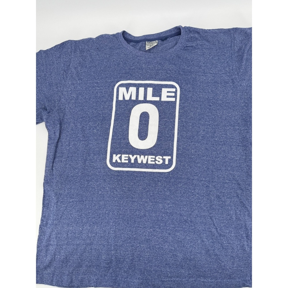 U.S. Vintage T-Shirt Mens‎ 2XL Blue Mile 0 Key West Graphic Short Sleeve Cotton